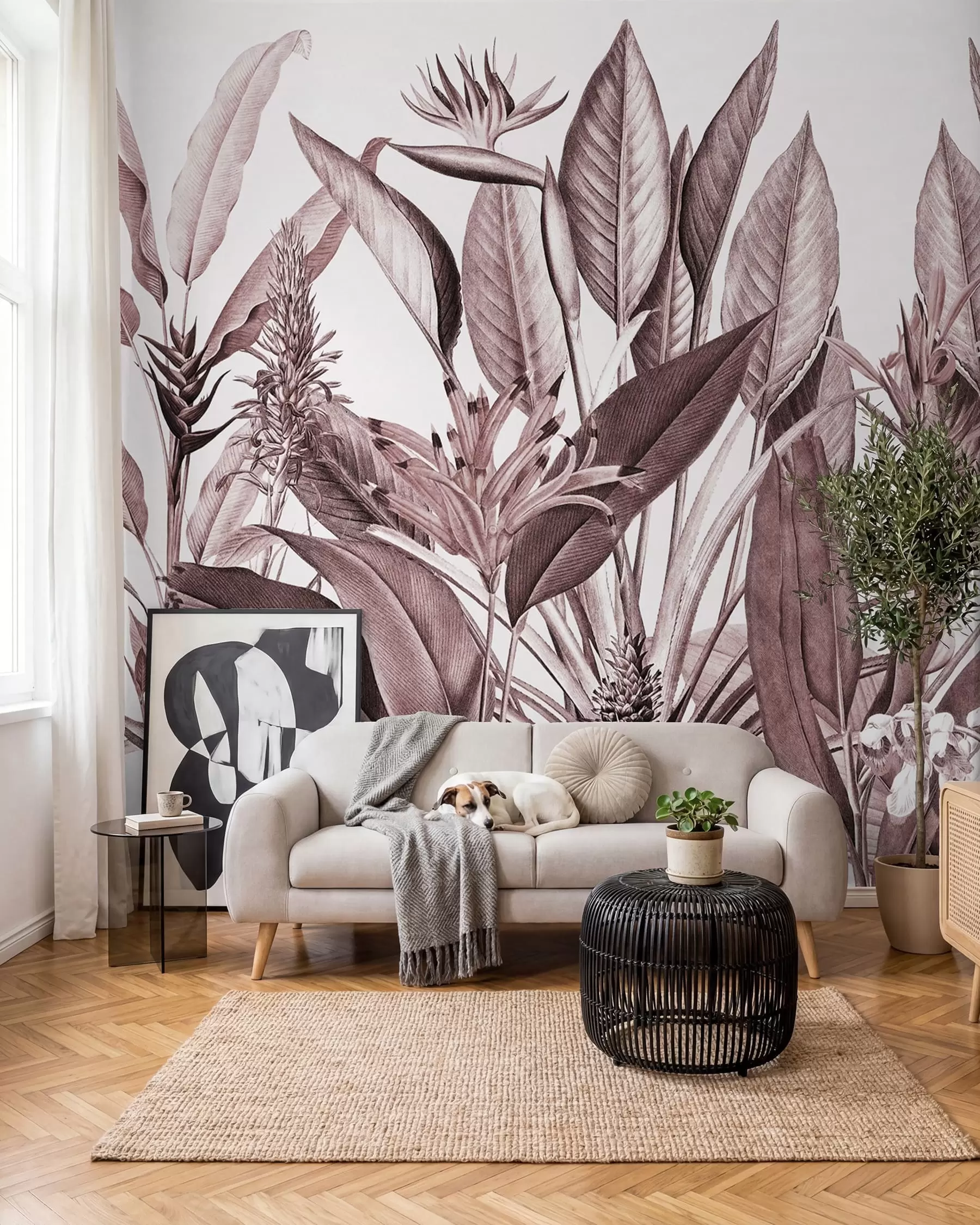 murales de pared Selva en tinta rosa u96833v1