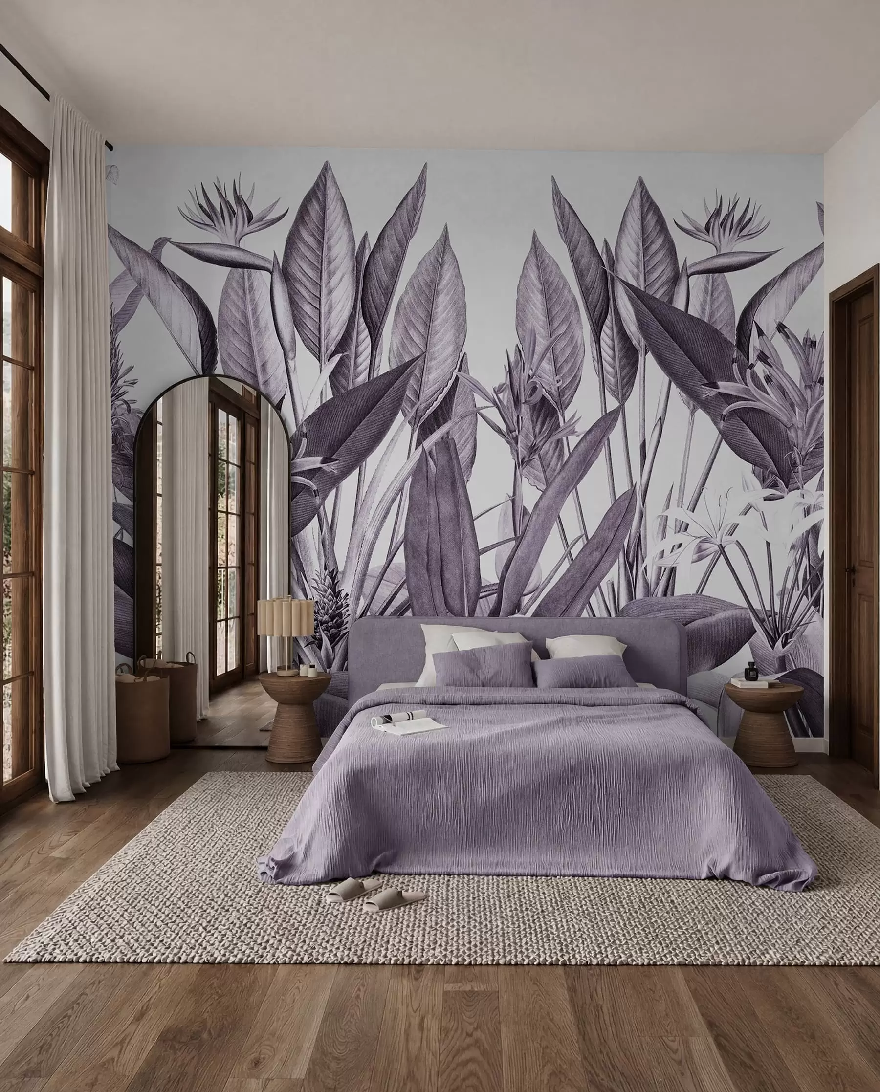 murales de pared Follaje tropical en tonos monocromos u96833v5