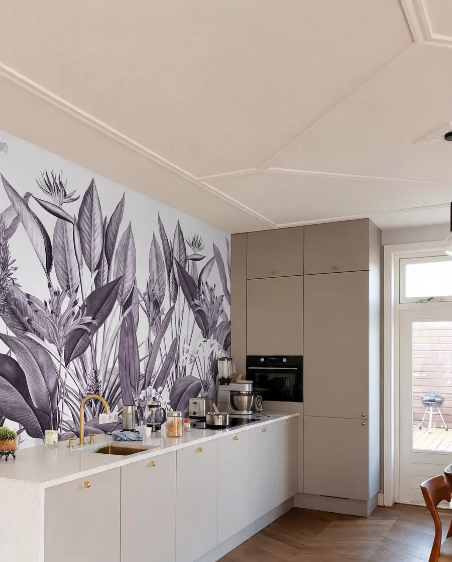 murales de pared Follaje tropical en tonos monocromos u96833v5