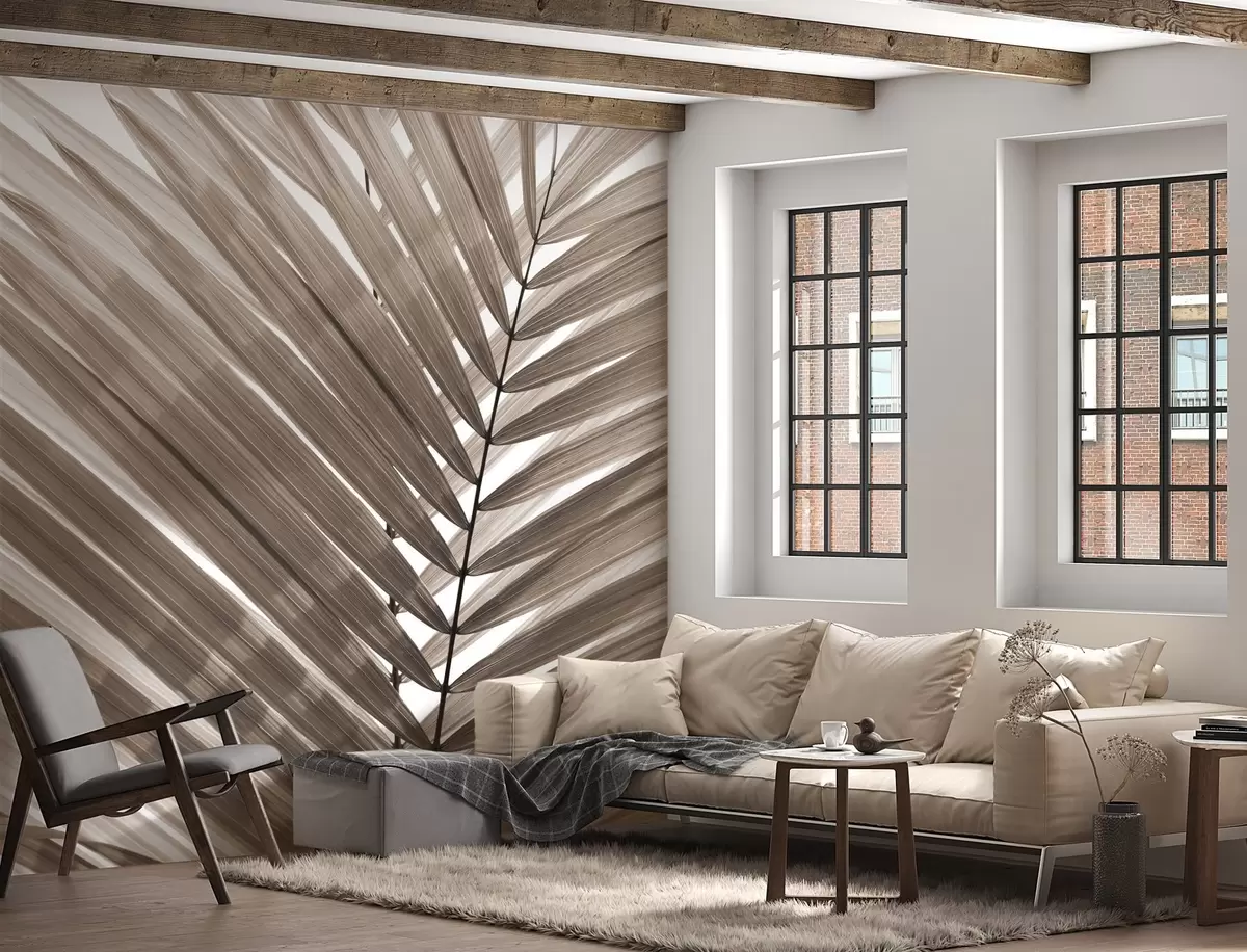murales de pared Elegantes hojas de palmera en sepia suave u97550v1