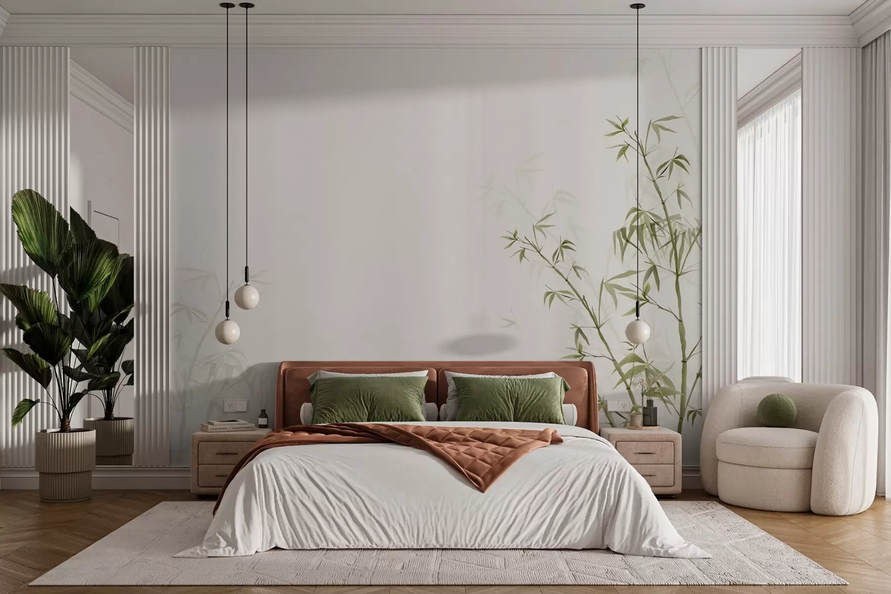 murales de pared Suaves hojas que disfrutan de la serenidad w00546