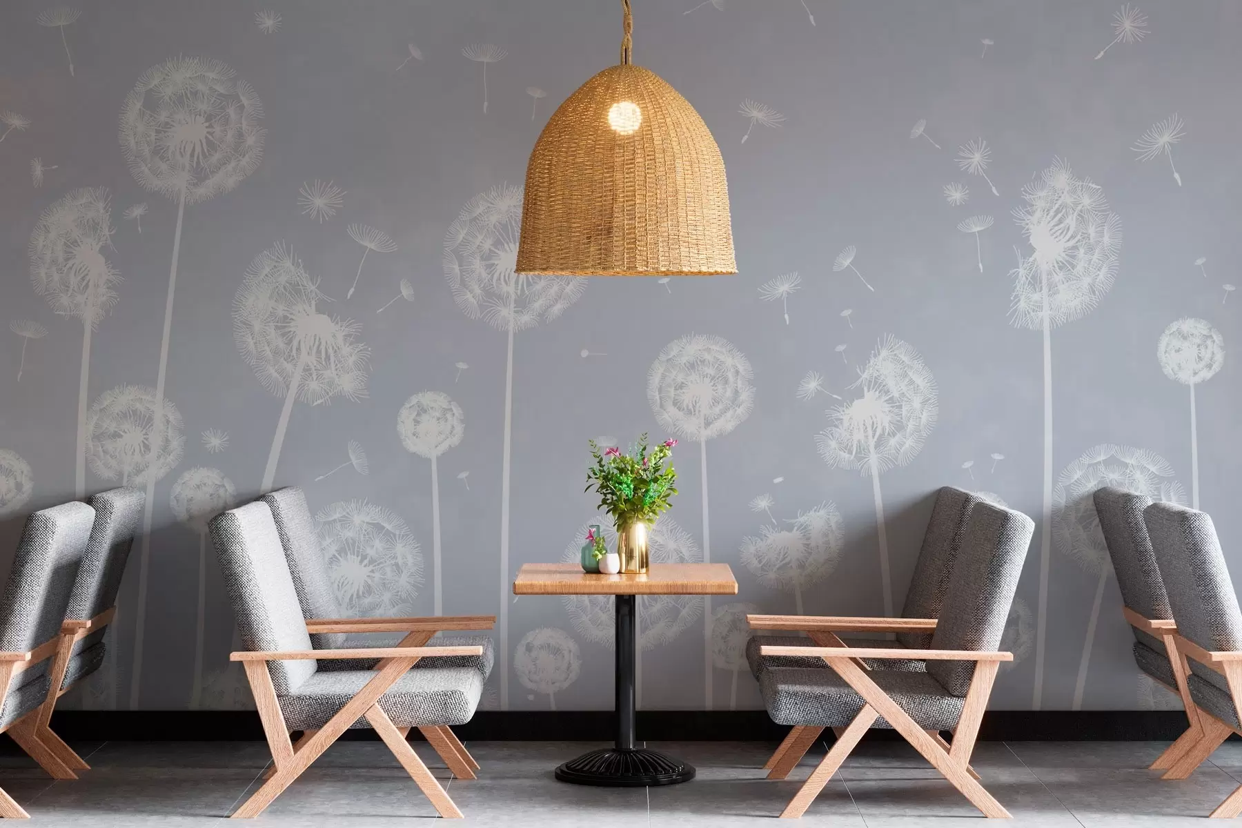 murales de pared Delicados dientes de león bailando en la brisa w00657v2