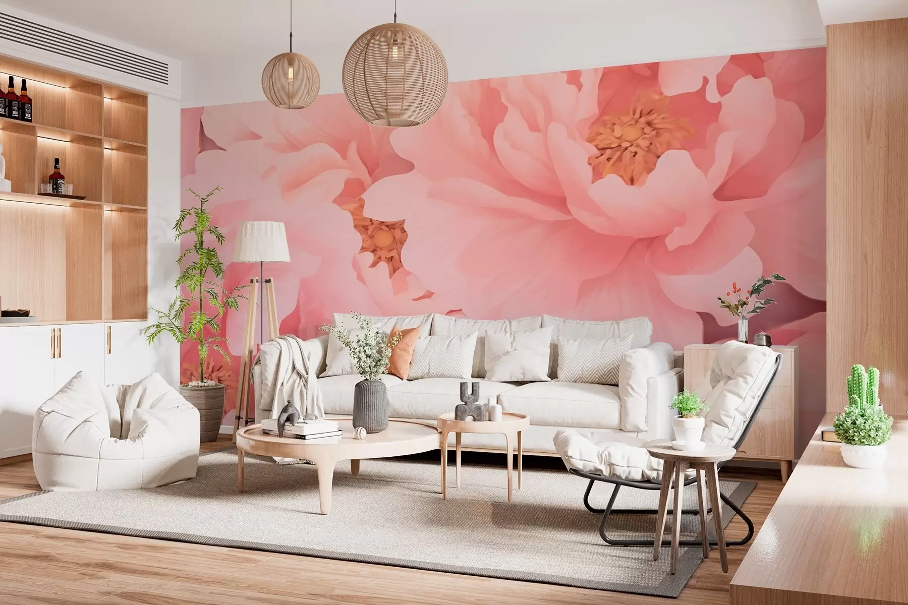 murales de pared peonías rosadas w02157
