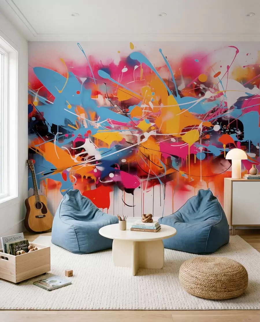 murales de pared Salpicadura abstracta de colores vivos w02219