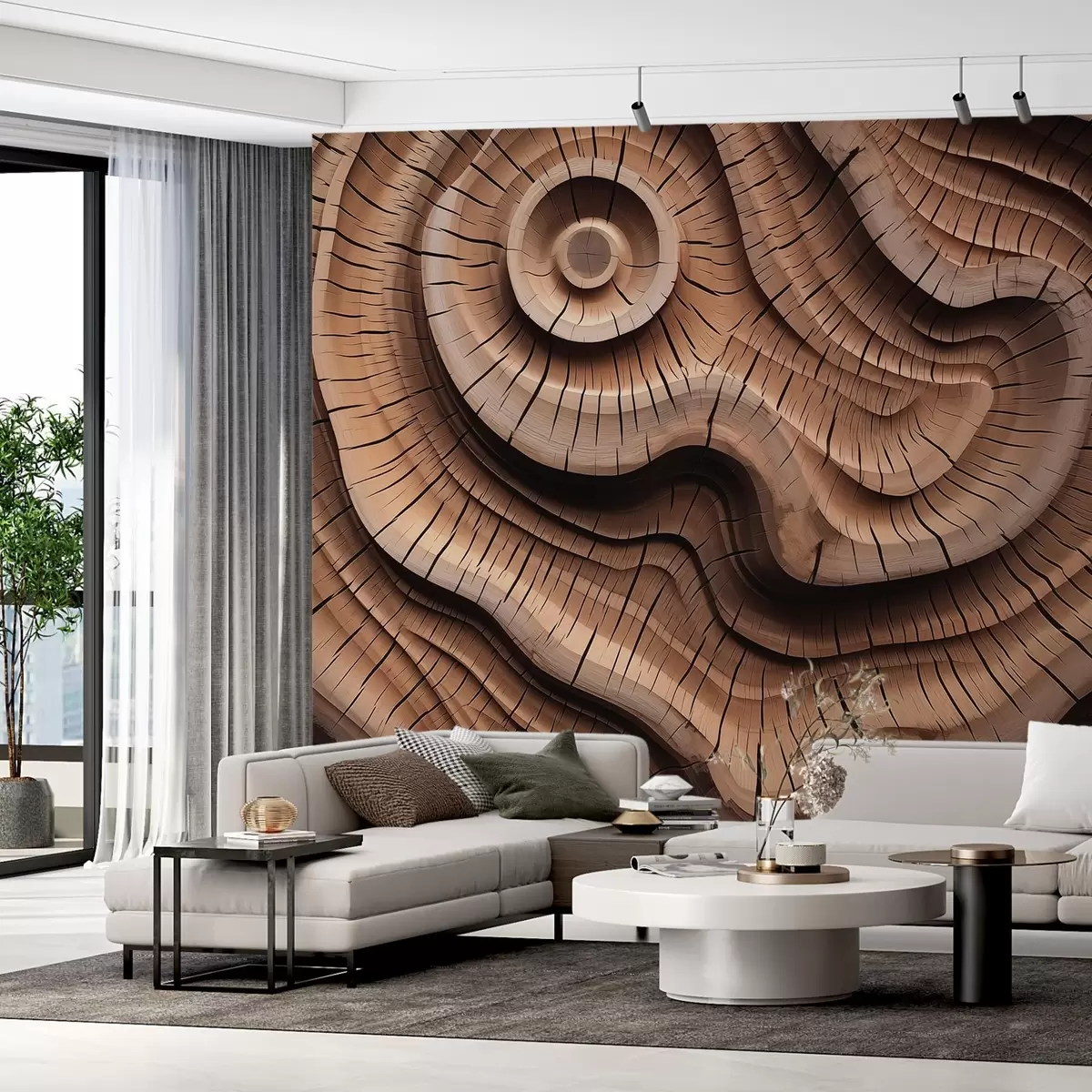 murales de pared Motivo abstracto con imitación de vetas de madera w02232
