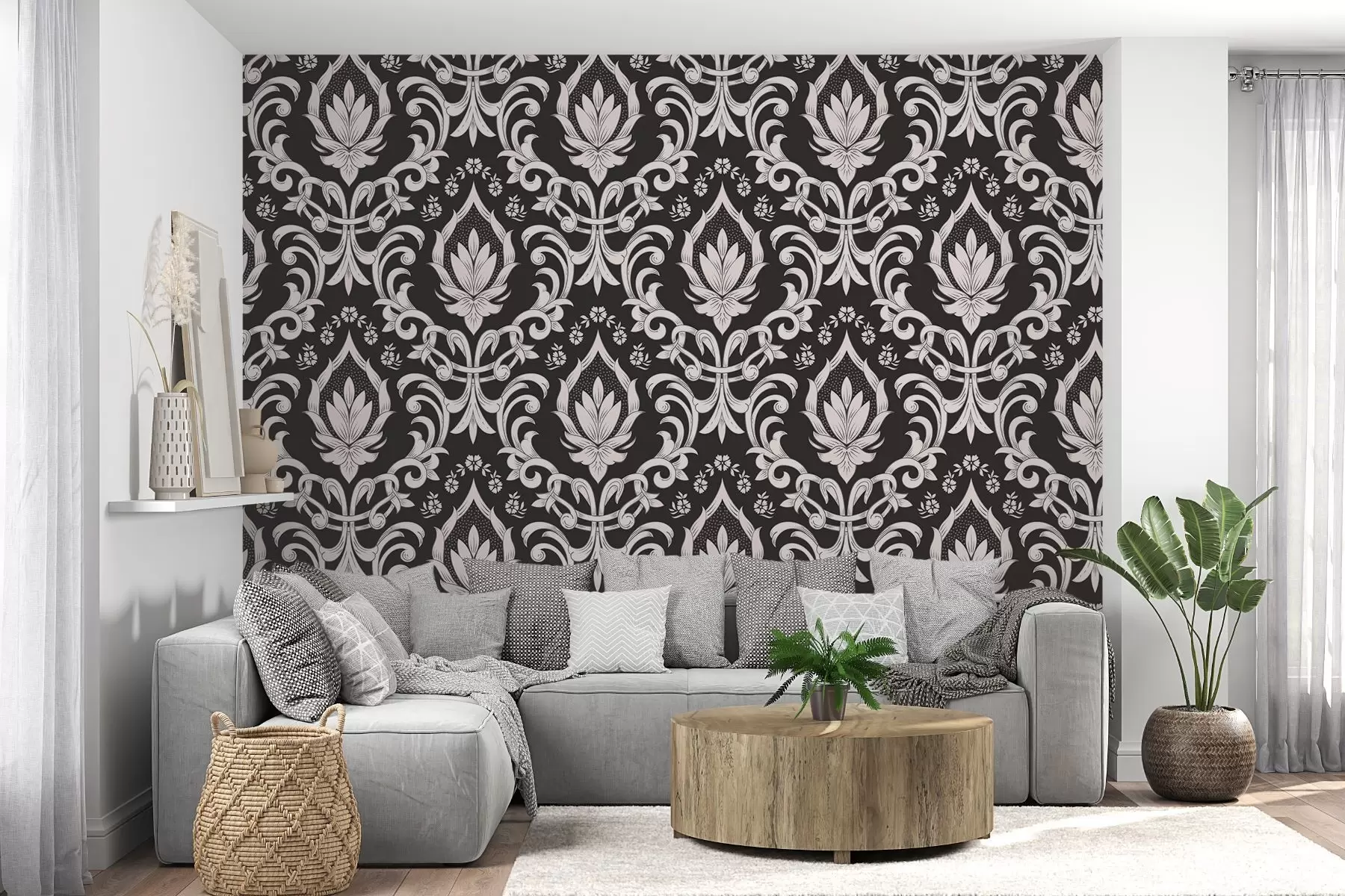 murales de pared Adorno de damasco antiguo w02246