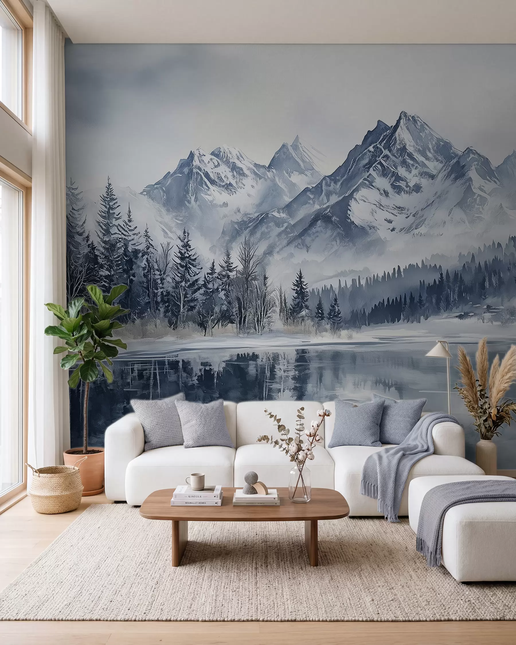 murales de pared Bosque y cumbres nevadas w02358