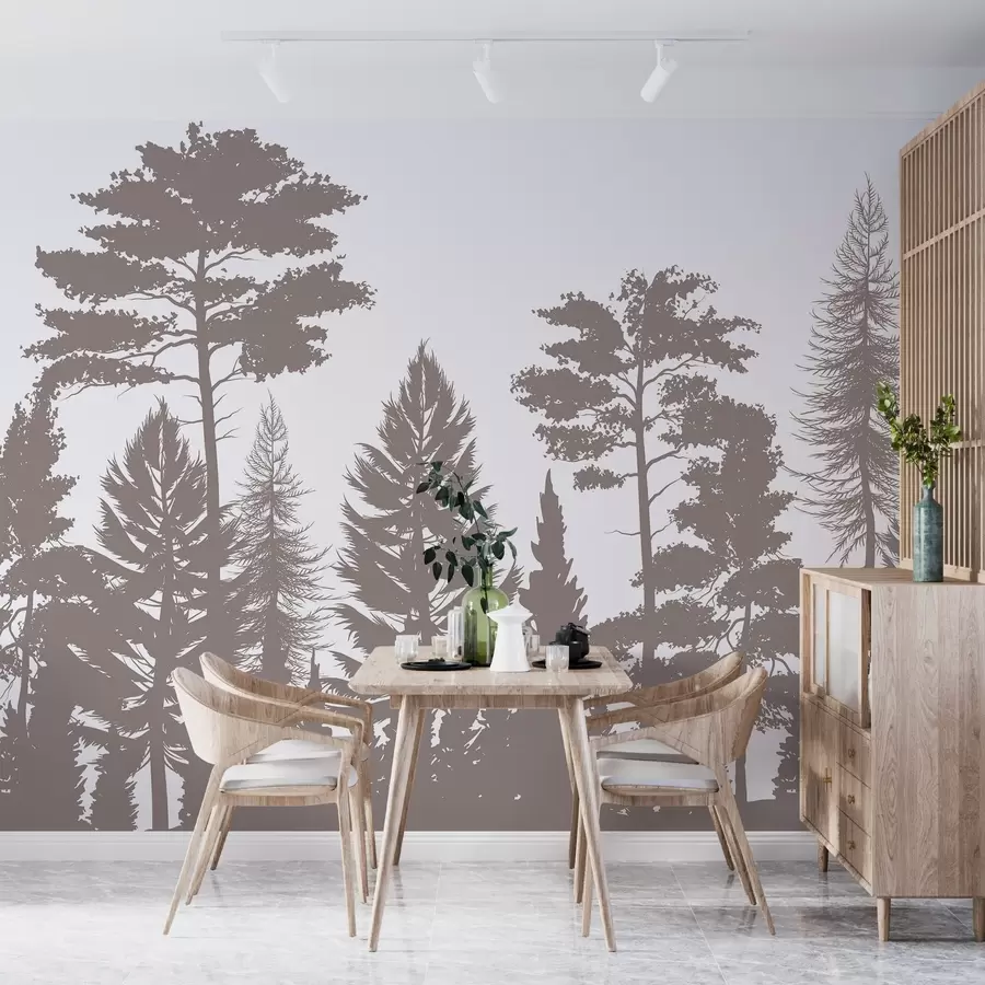 murales de pared Árboles con motivos en beige y marrón w02361v2