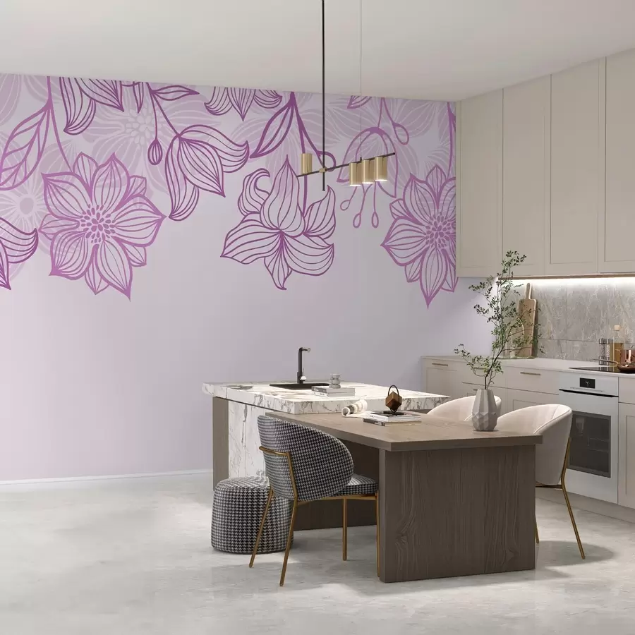 murales de pared Flores pintadas desde arriba w02395