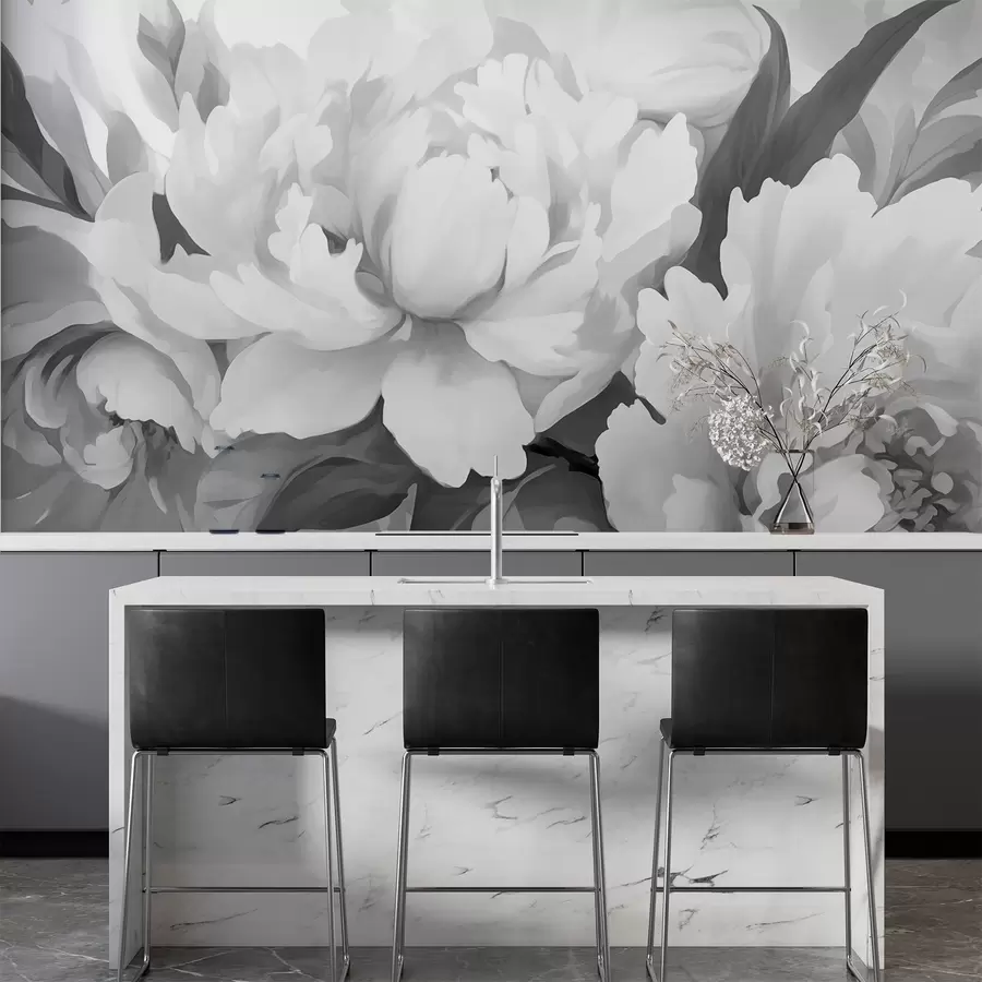 murales de pared Peonías en monocromo w02416