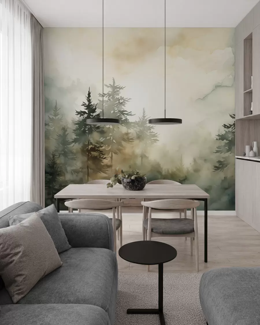 murales de pared Bosque imitación pintura acuarela w02473