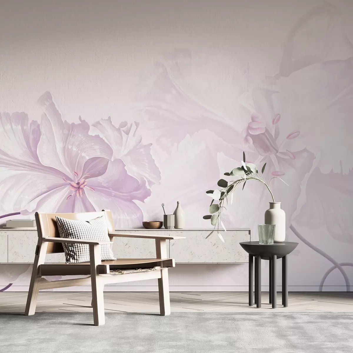 murales de pared grandes flores rosas w02566