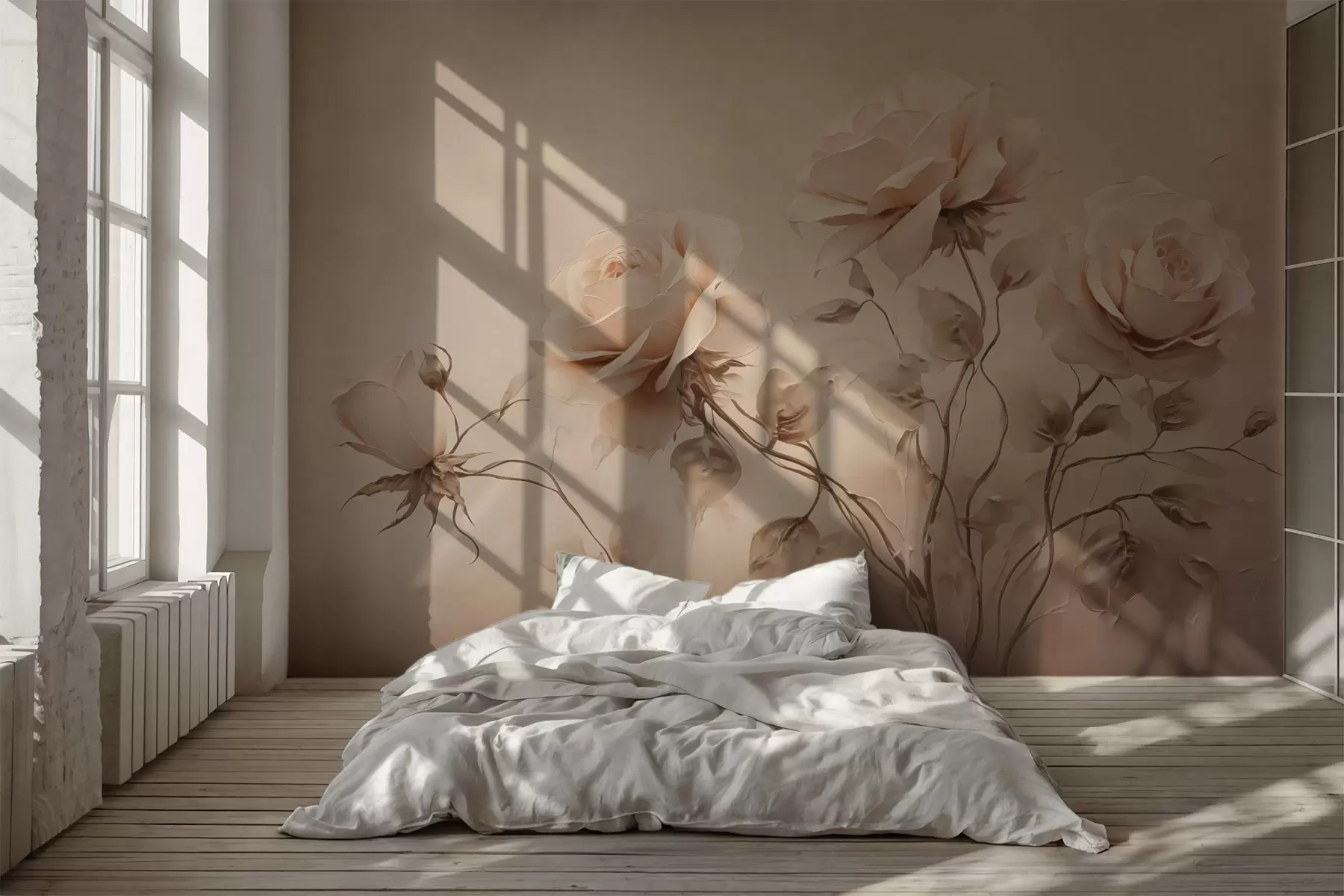 murales de pared Rosas sobre fondo ahumado imitación de pintura w02584