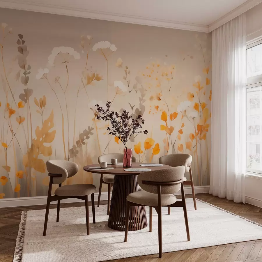 murales de pared Flores borrosas de campo w02580