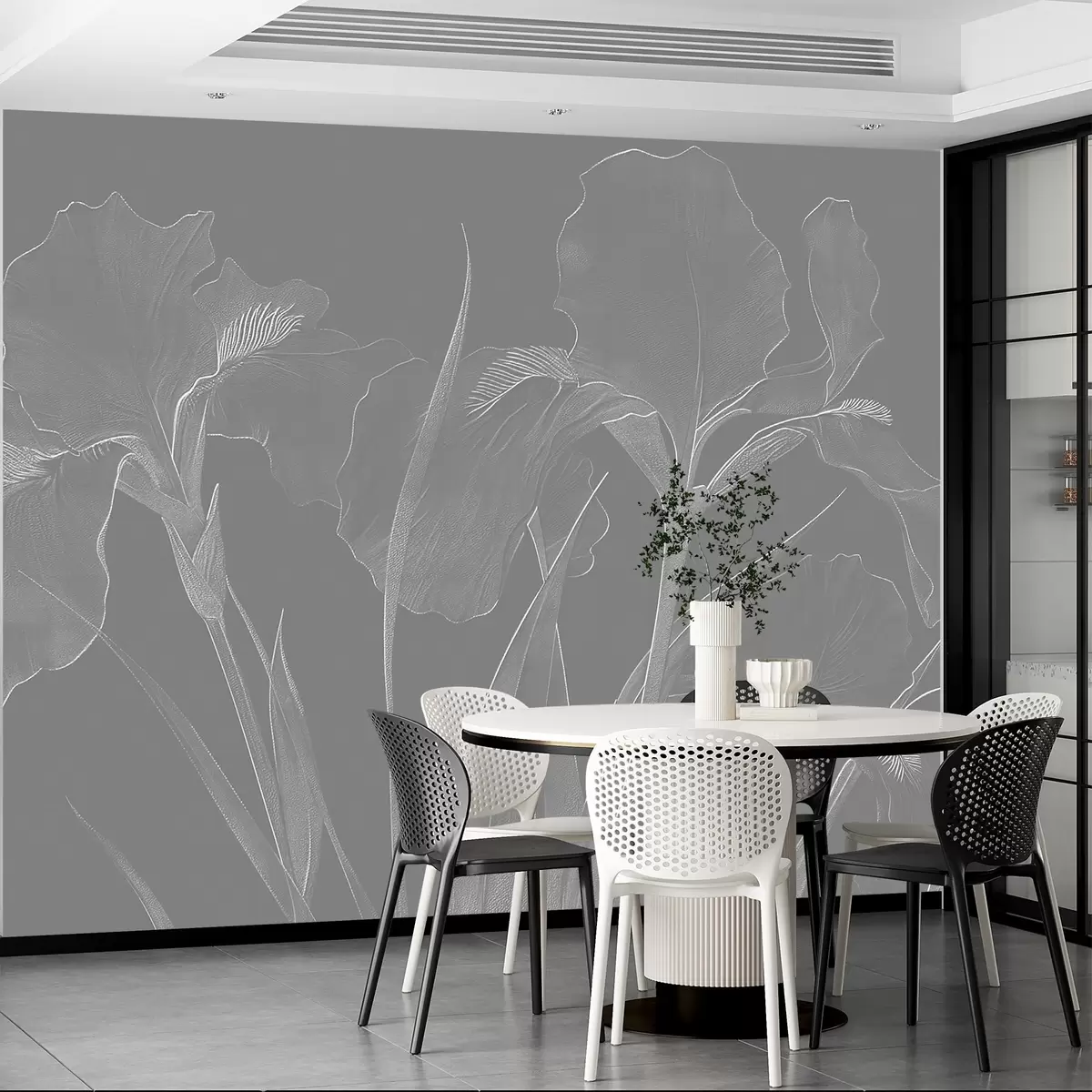 murales de pared Grabado con lirios w08575