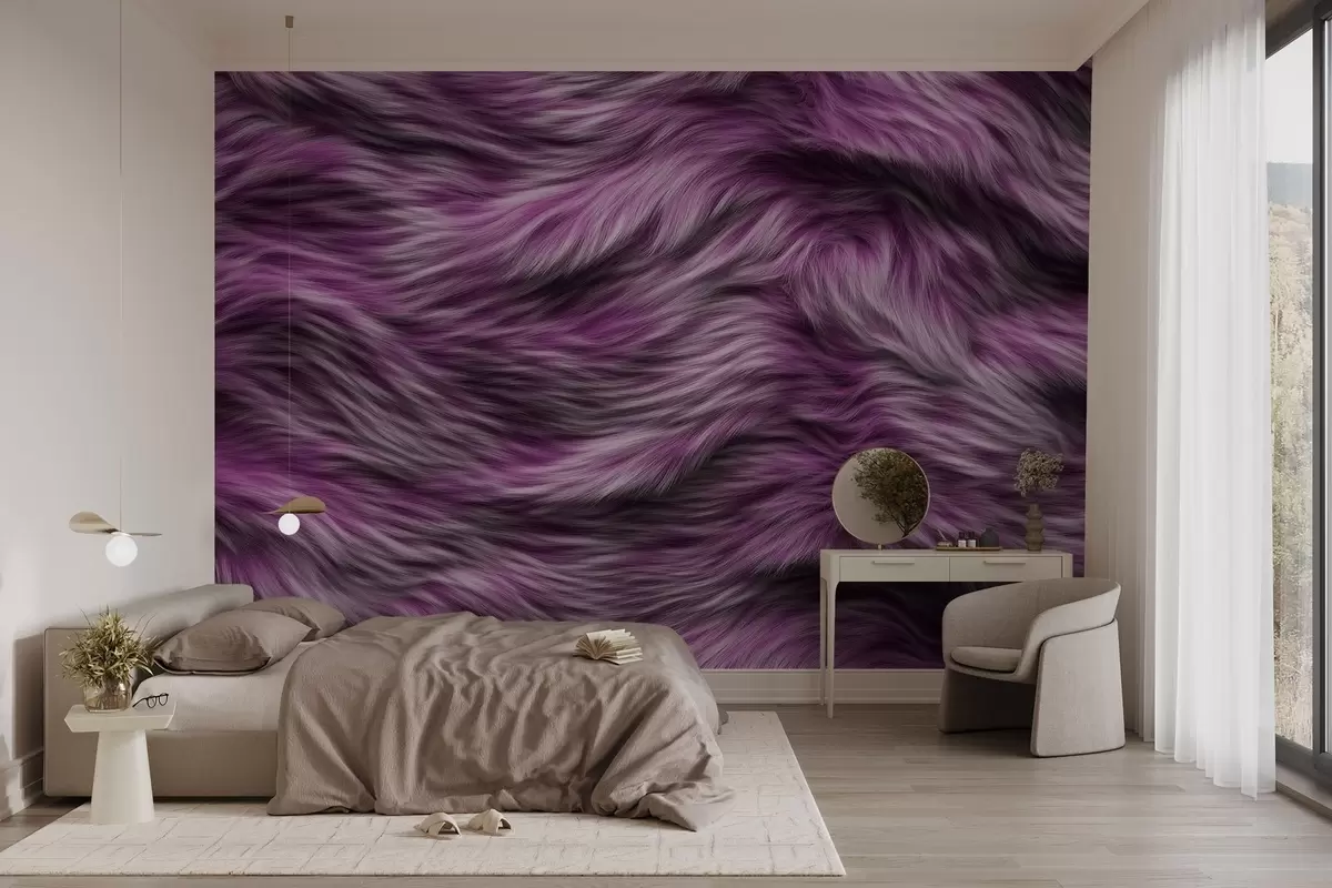 murales de pared acogedor papel pintado imitación piel en tonos lilas w02687v2