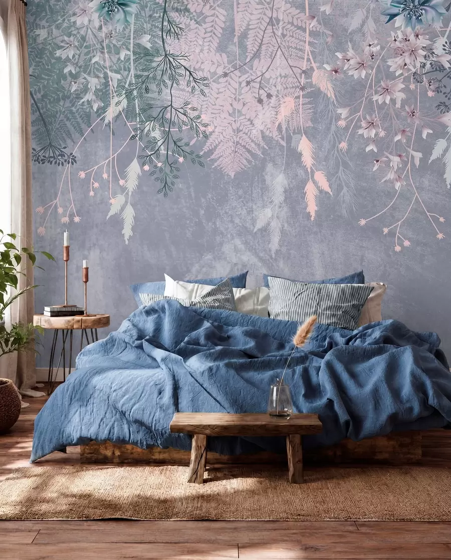 murales de pared Flores sobre bruma lavanda w08606