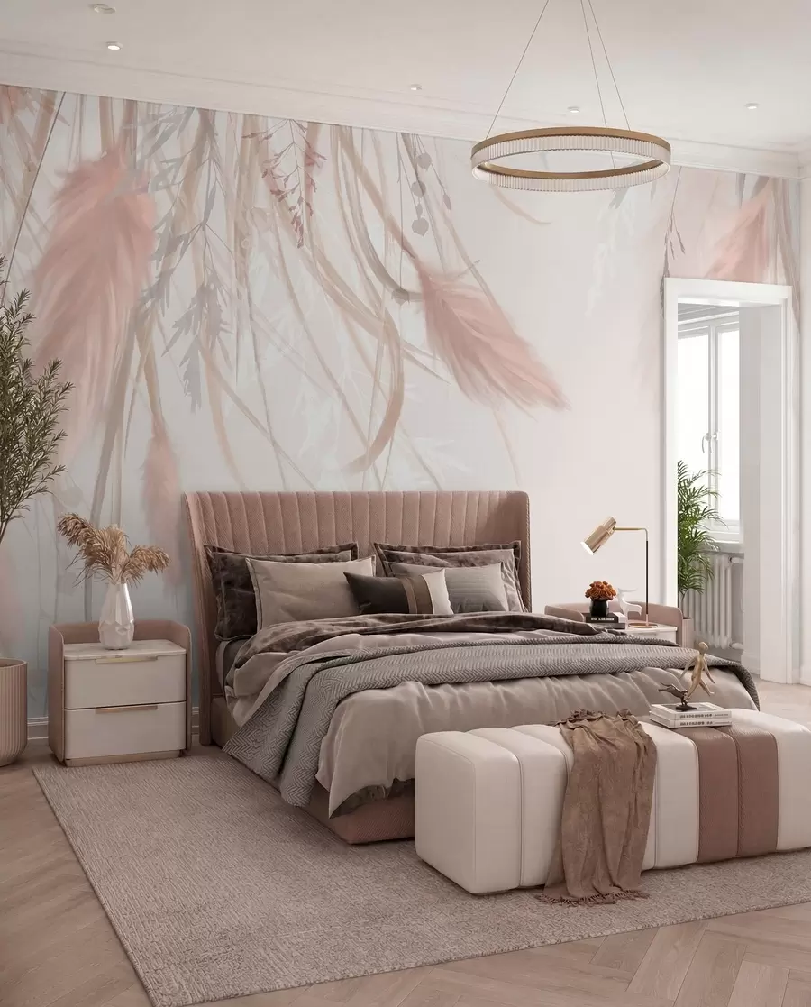murales de pared Pampas rosadas w08611