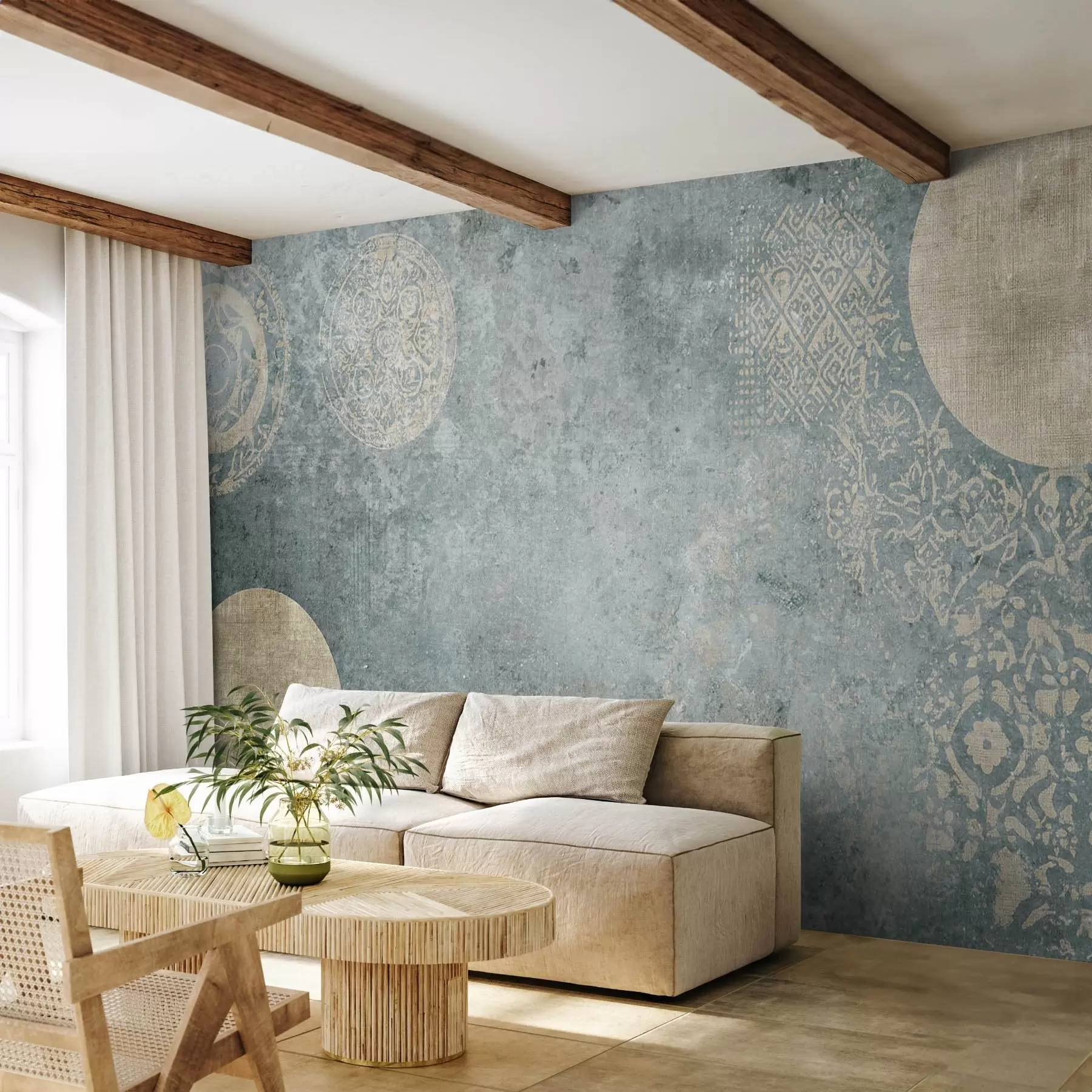 murales de pared Círculos amarillos sobre fondo envejecido w08627