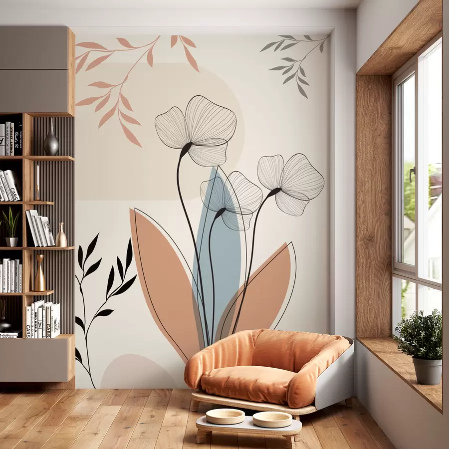 murales de pared Flores y ramas de estilo boho w02754