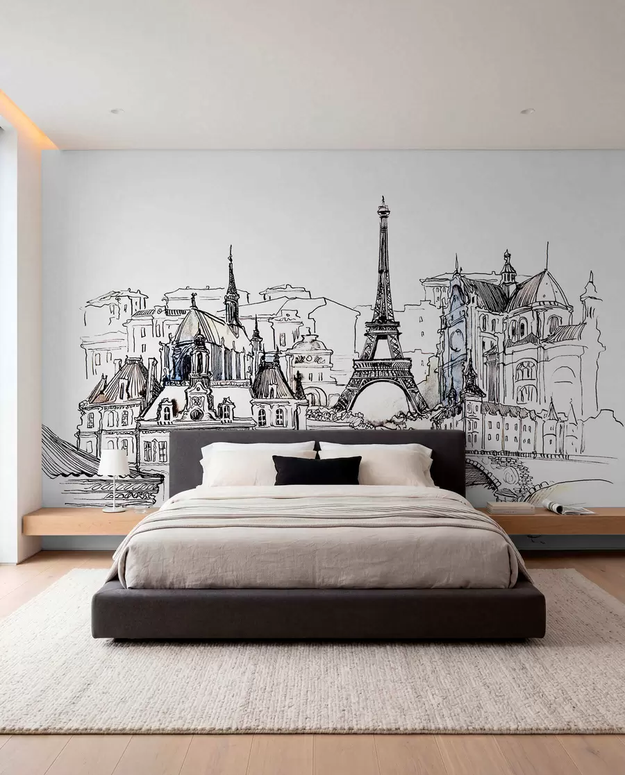 murales de pared Perfil artístico del horizonte parisino u77704