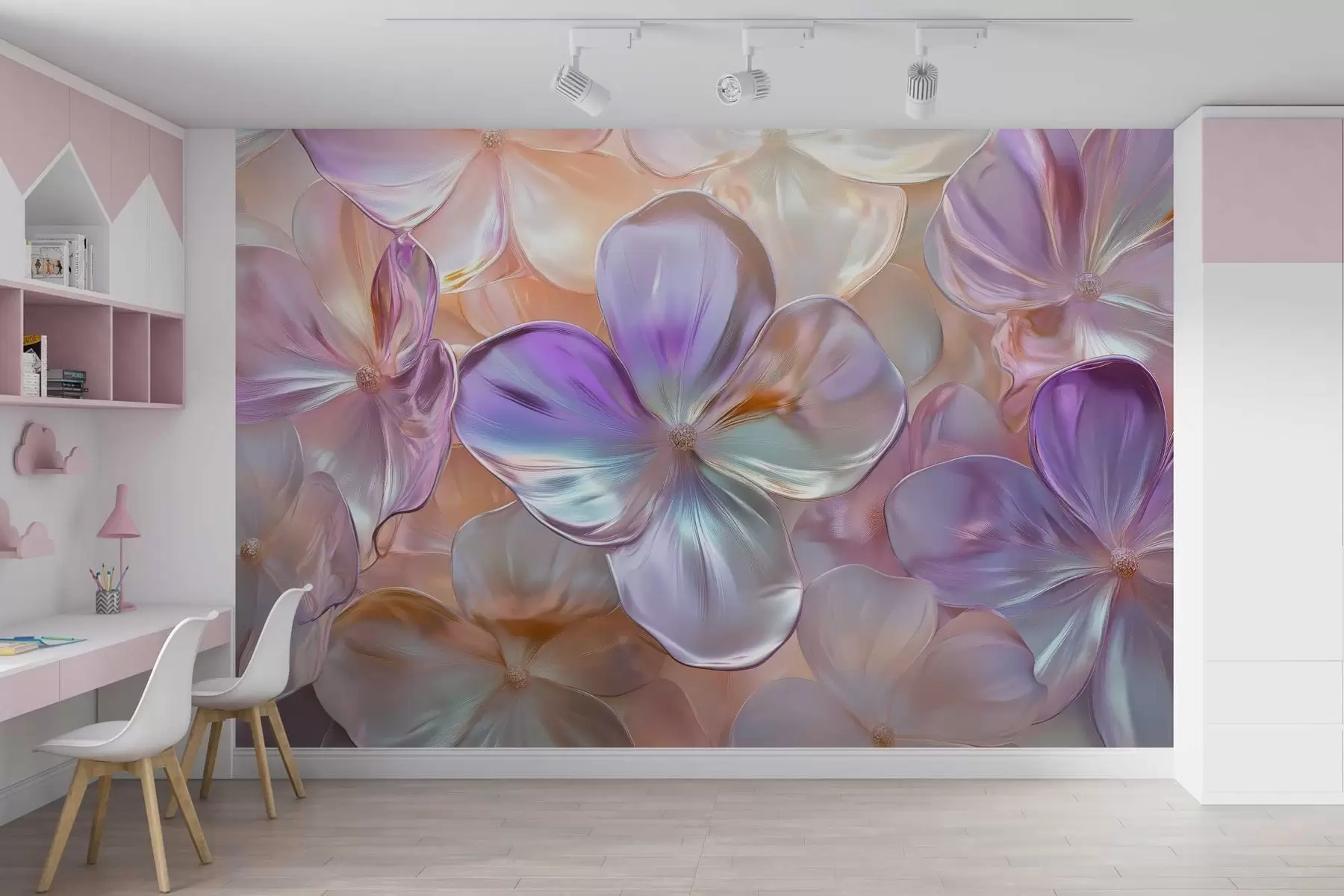 murales de pared encantadoras flores nacaradas w02762