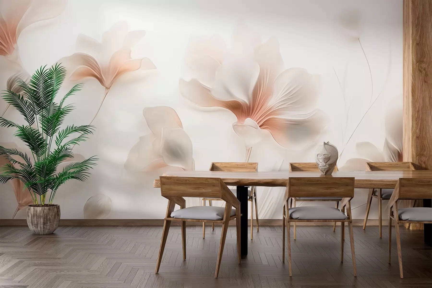 murales de pared Flores elegantes en colores pastel w02759