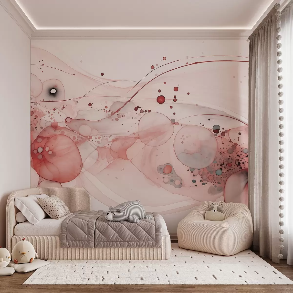 murales de pared Tinta rosa y órbitas de cobre w02744v1