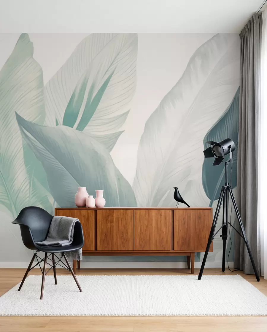 murales de pared Capas de hojas verde mar w02854v2