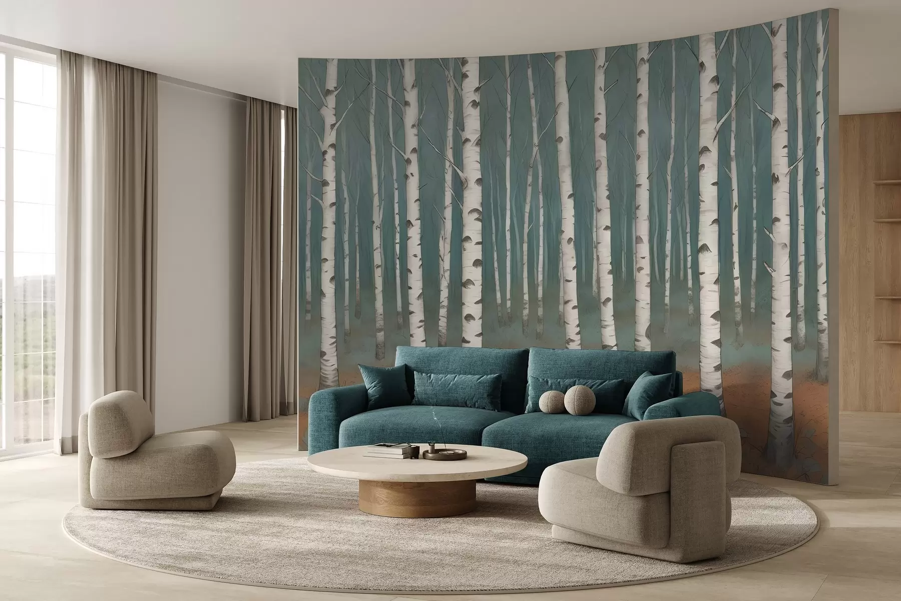 murales de pared Abedules de acuarela w02845