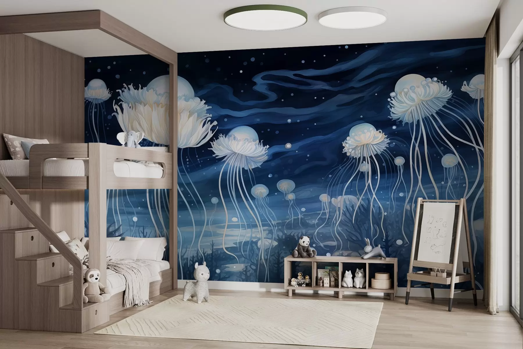 murales de pared Medusas pintadas en el mundo submarino w02851