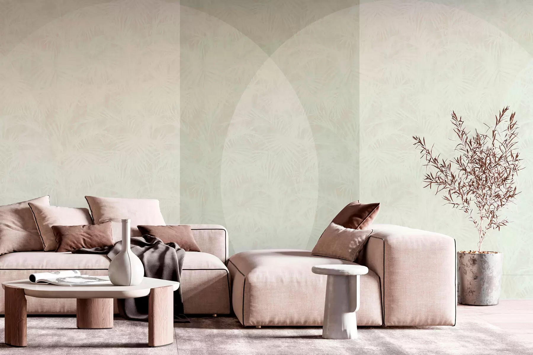 murales de pared Geometría minimalista y hojas tropicales w02830v2