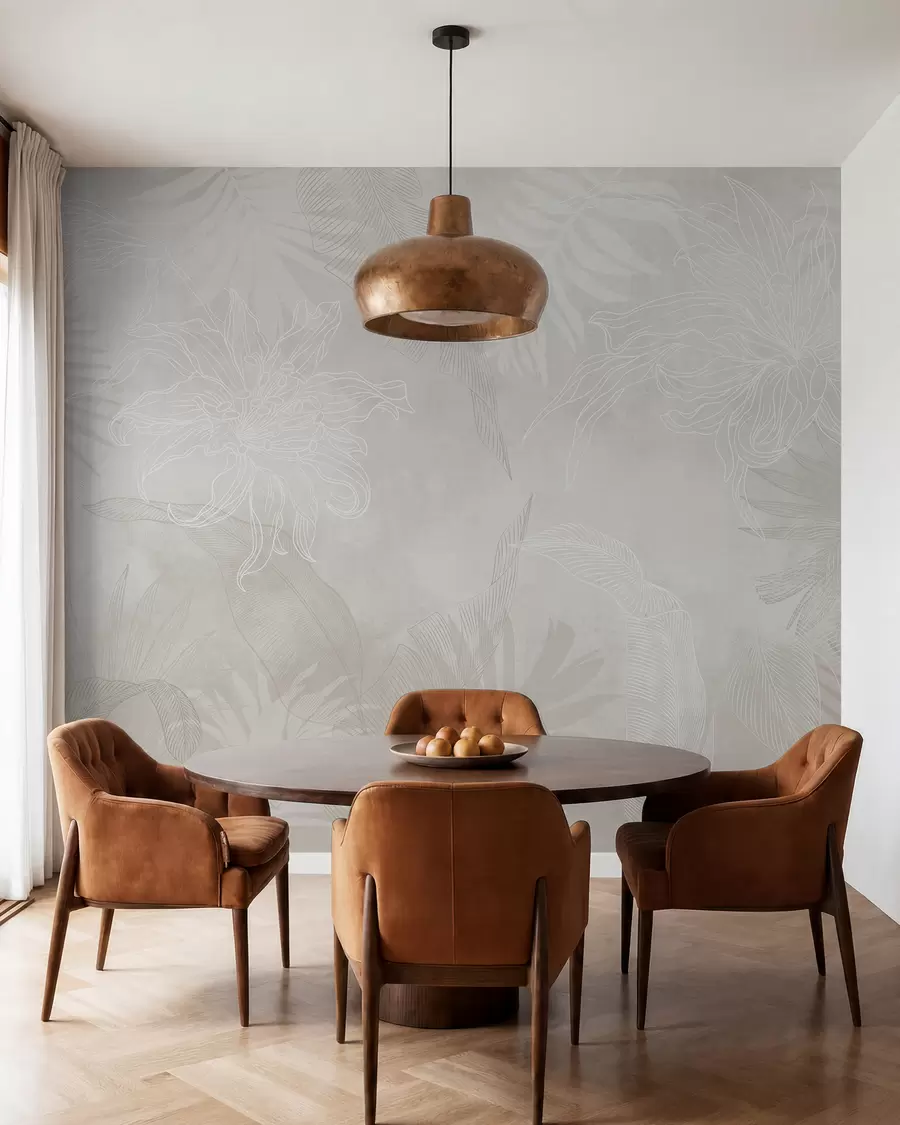 murales de pared Follaje tropical con efecto grunge w02737v1