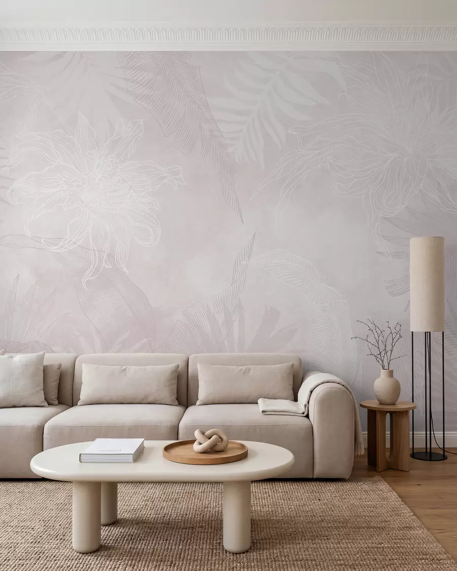 murales de pared Palmas en bruma rosa w02737v4