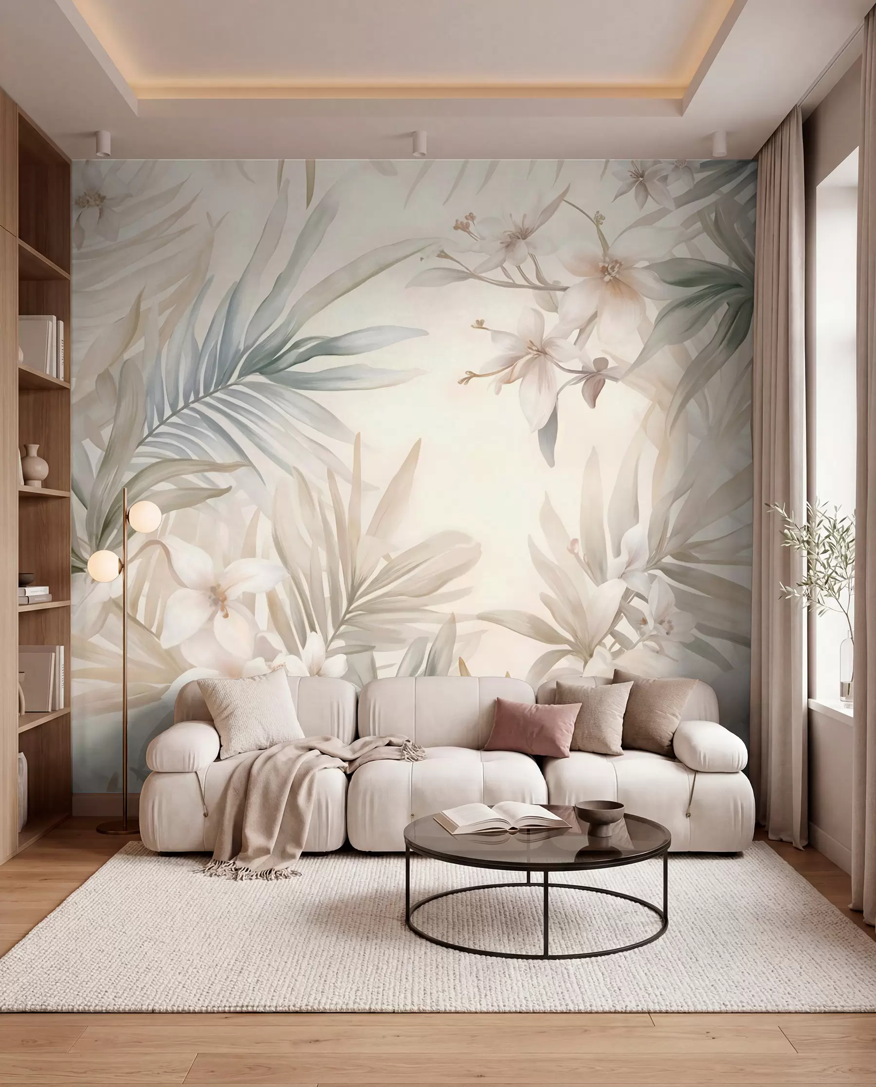 murales de pared Frondas tropicales pastel w08660