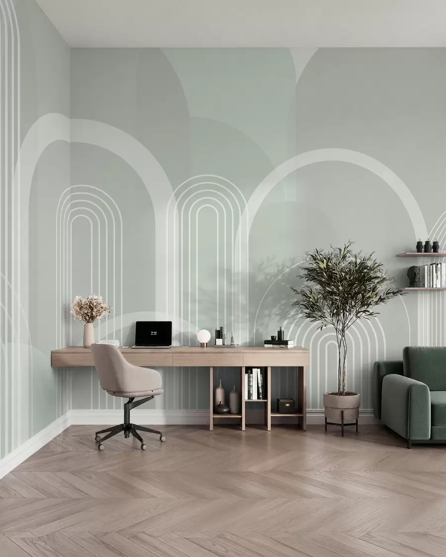 murales de pared Arcos finos sobre salvia w02935v3