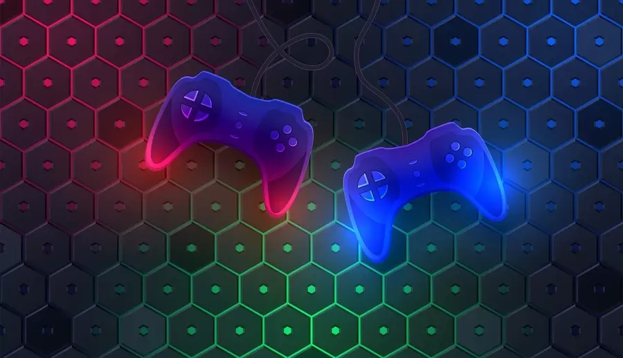 murales de pared Fondo de juego con joysticks en colores oscuros w02904