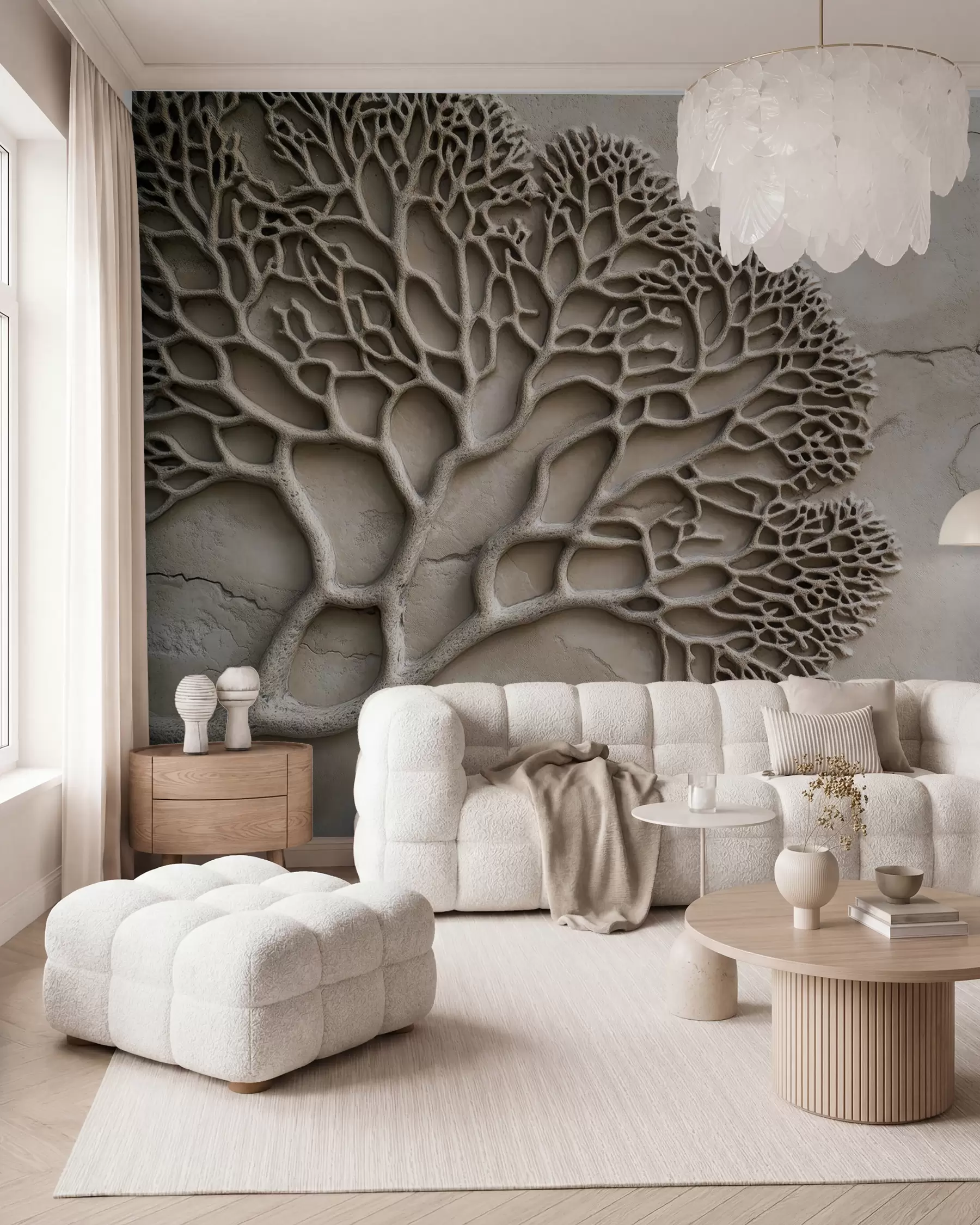 murales de pared Papel pintado en relieve con madera y grietas w02908