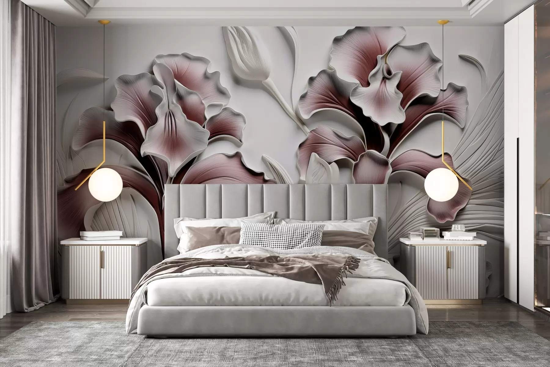murales de pared Escultura volumétrica del iris w02970v1