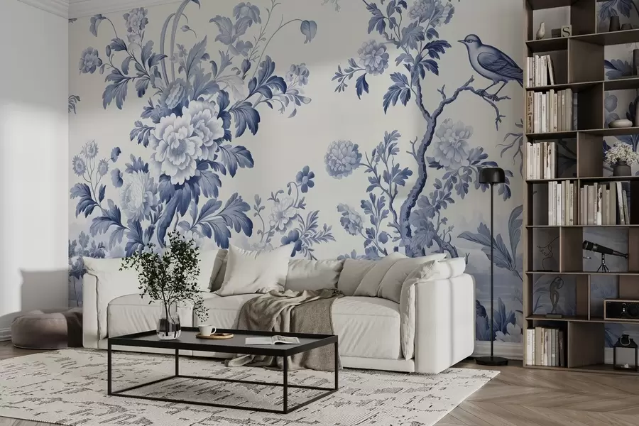 murales de pared Jardín pintado en monocromo w02977