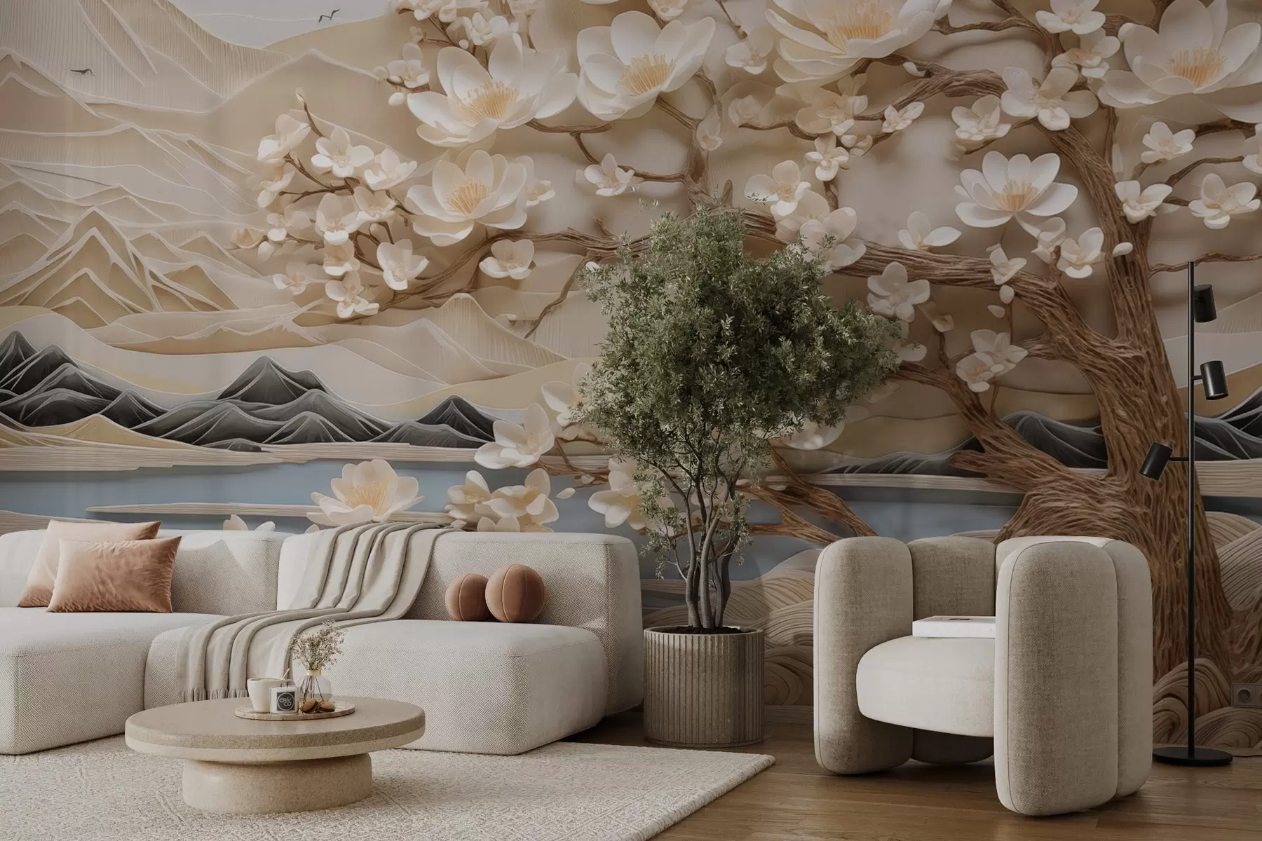 murales de pared Bosque abstracto sobre el río w02981