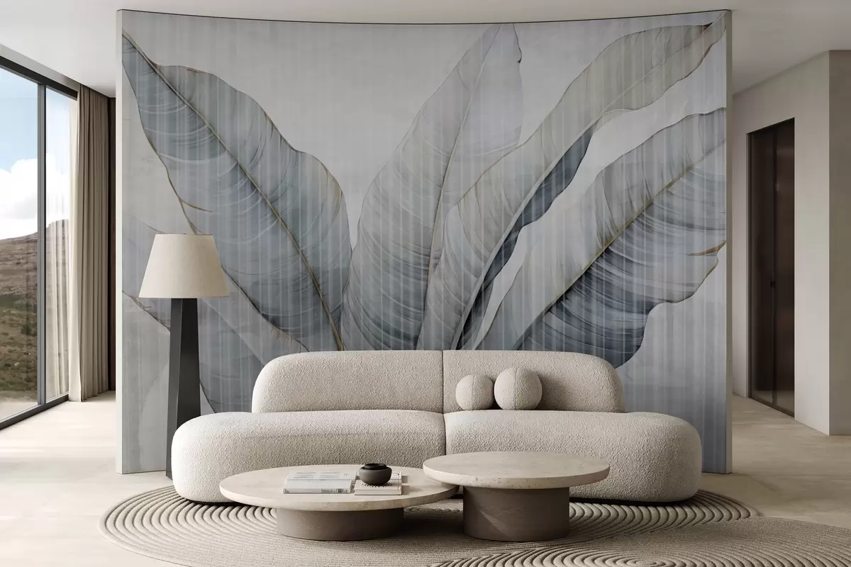 murales de pared Hojas grandes en la pared w02982