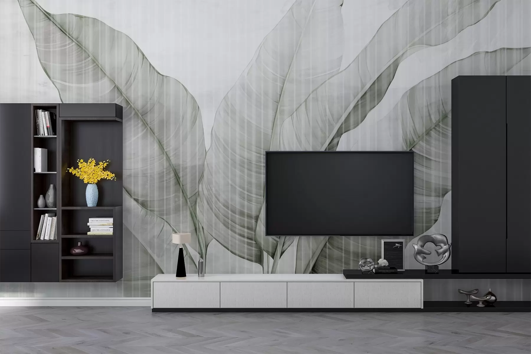 murales de pared Hojas grandes en la pared w02982v2