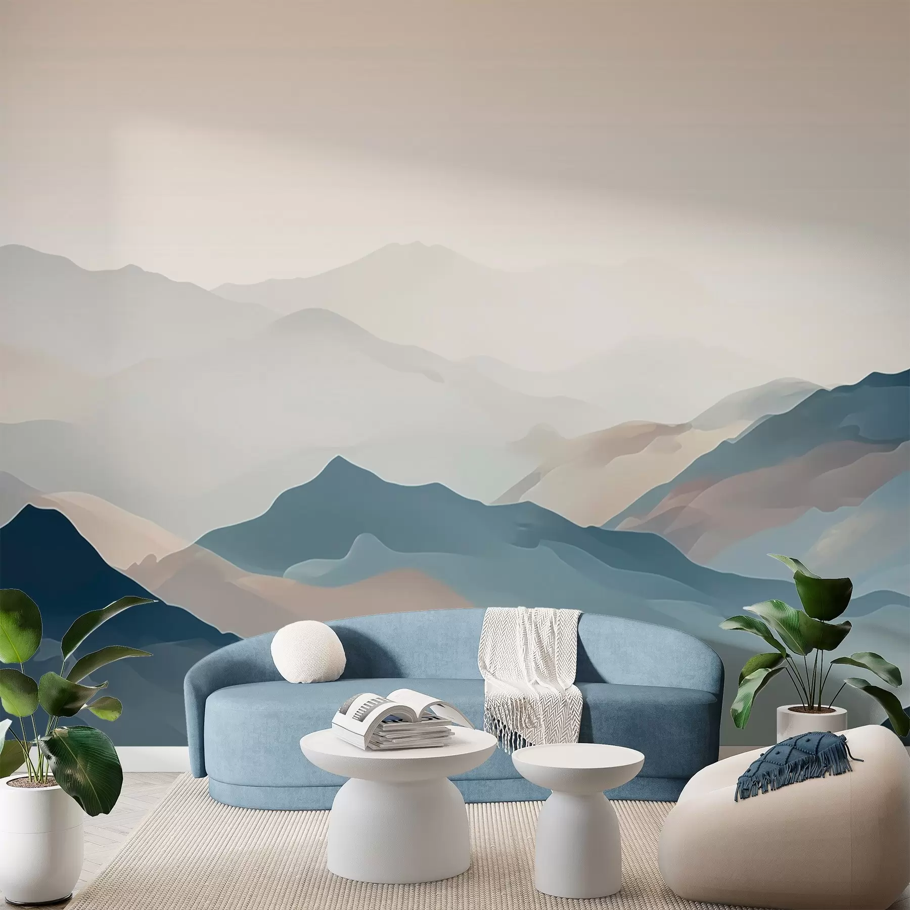 murales de pared Paisaje brumoso con montañas w02997