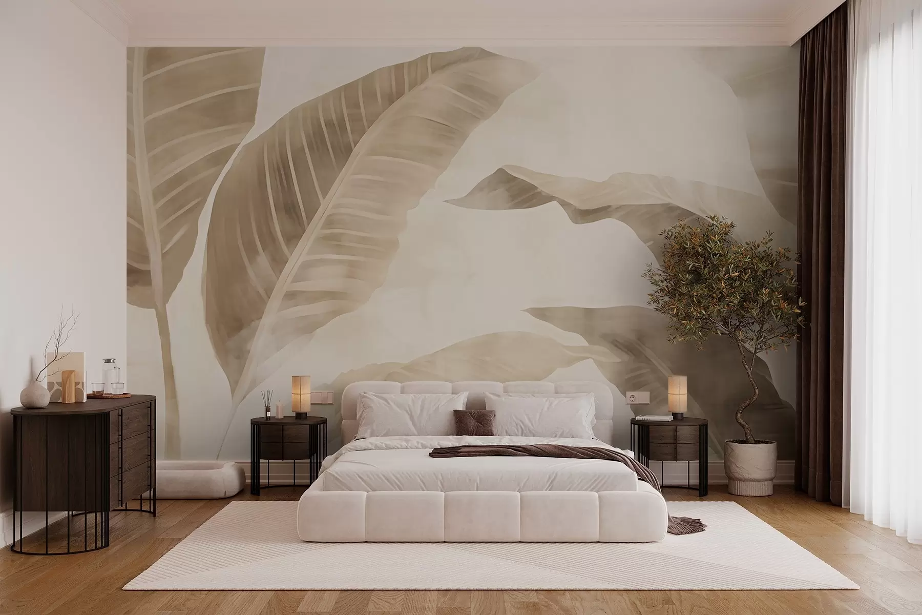 murales de pared Hojas de estilo vintage w03049