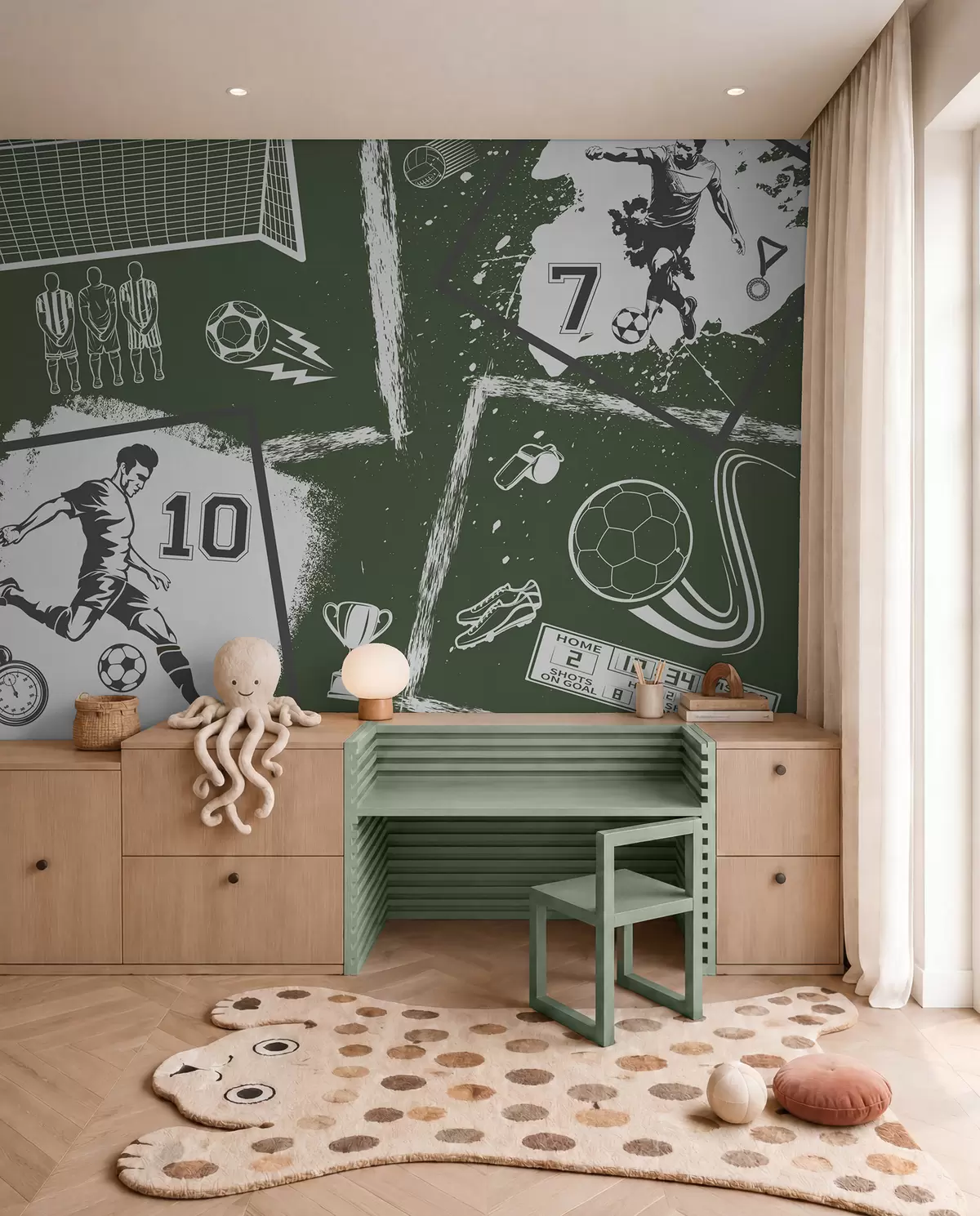 murales de pared Cuaderno de fútbol verde w03122v2
