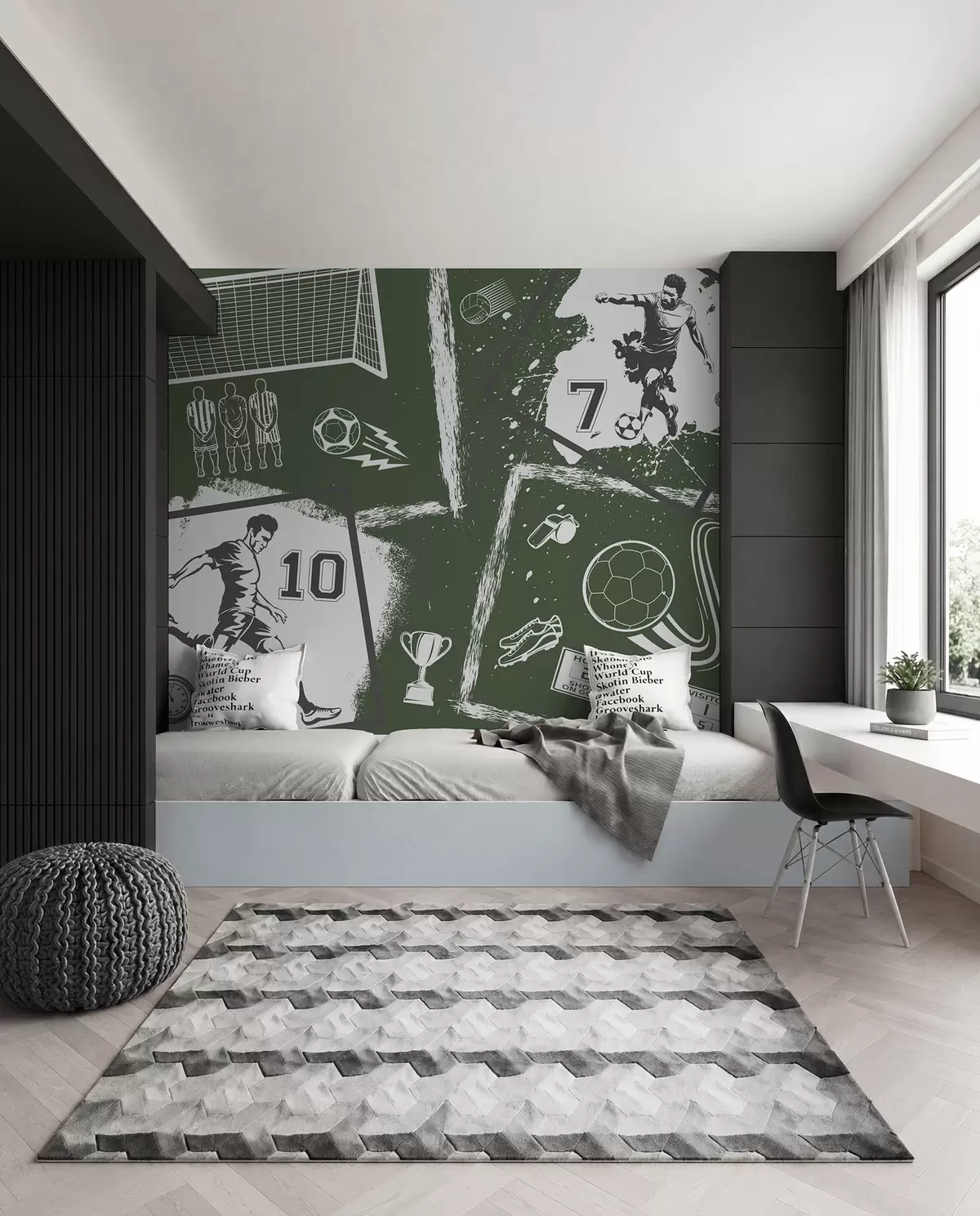 murales de pared Cuaderno de fútbol verde w03122v2