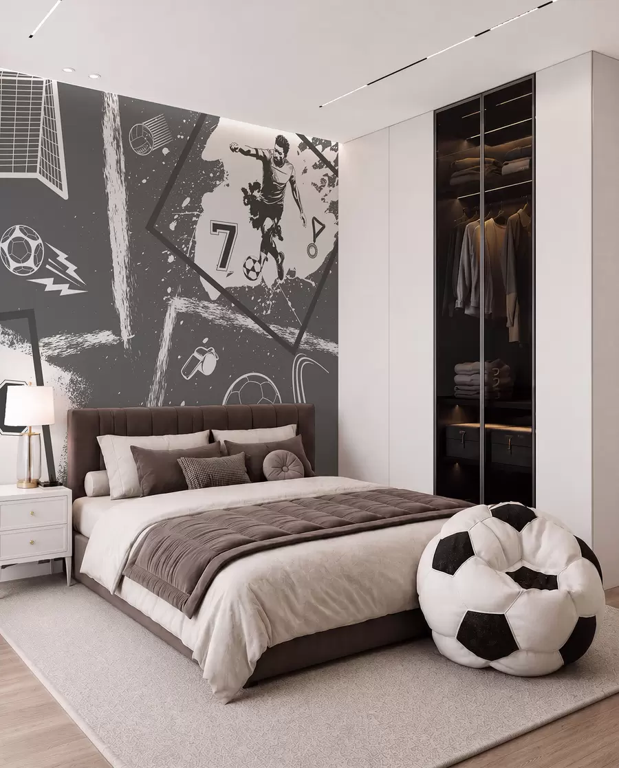 murales de pared Bocetos de fútbol — Gris w03122v1
