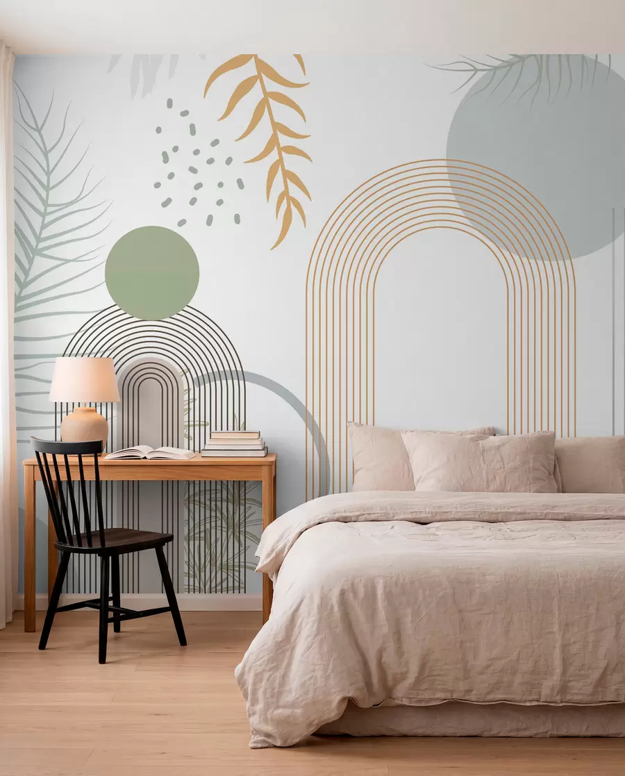 murales de pared Hojas y arcos finos w08835