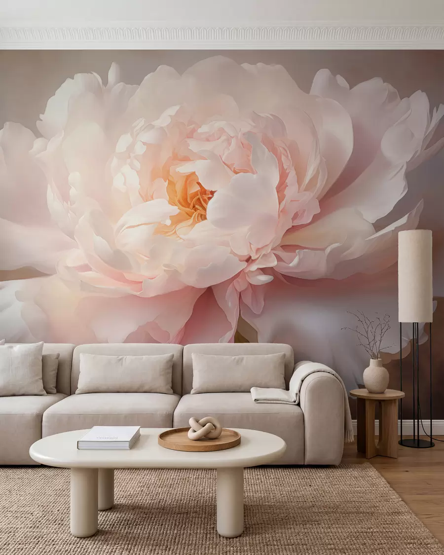 murales de pared Flor de peonía en una delicada paleta de colores w03247